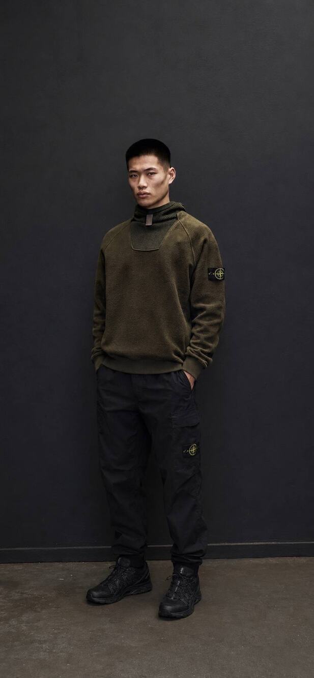 NWT Stone Island FW23 Balaclava Green Fleece Hoodie